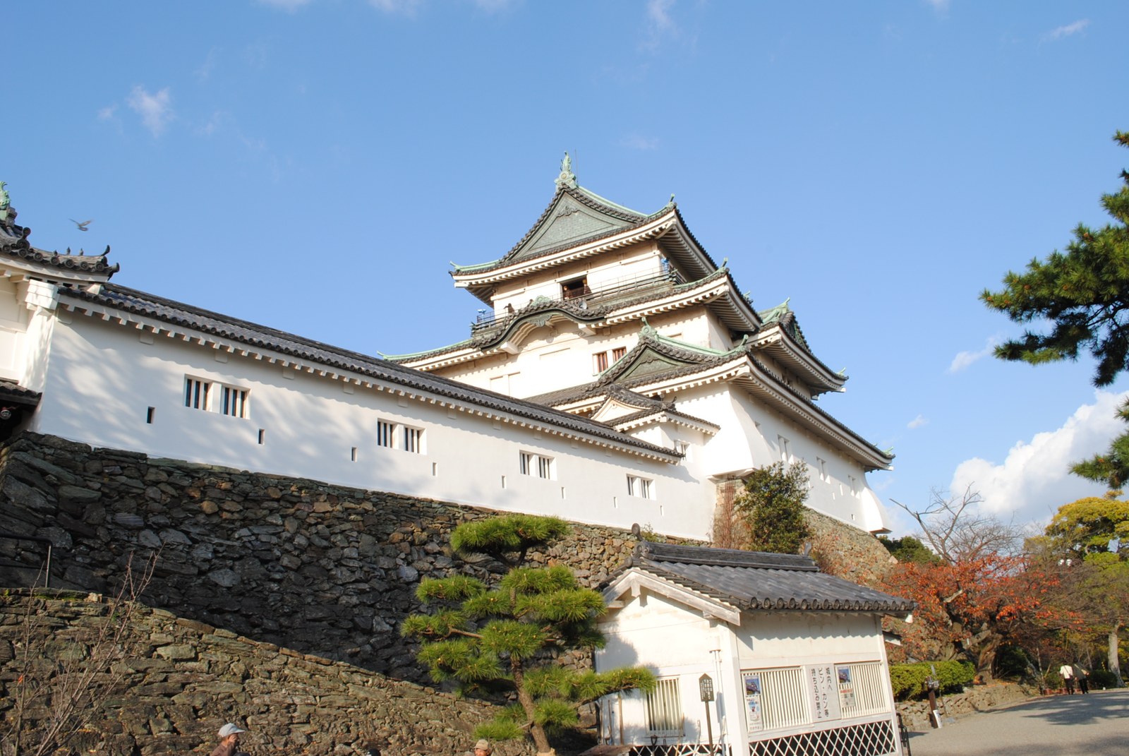 和歌山城の天守閣と城内の朝の景色