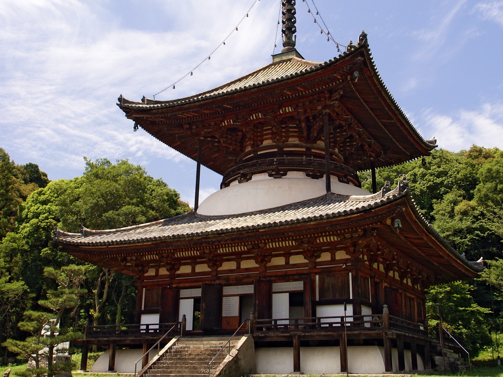 根来寺の大塔と境内を彩る桜